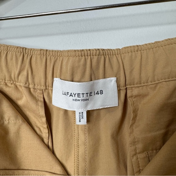 Lafayette 148 New York Cotton Stretch High Waisted Khaki shorts Honeynut Medium - Picture 6 of 10